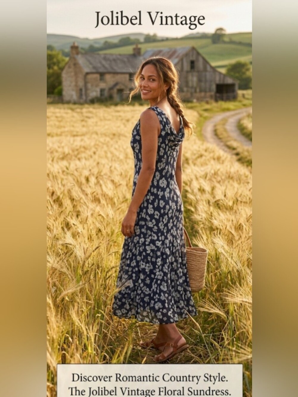 Vintage Jolibel Petite Floral Romantic Sundress!! Navy Blue!!